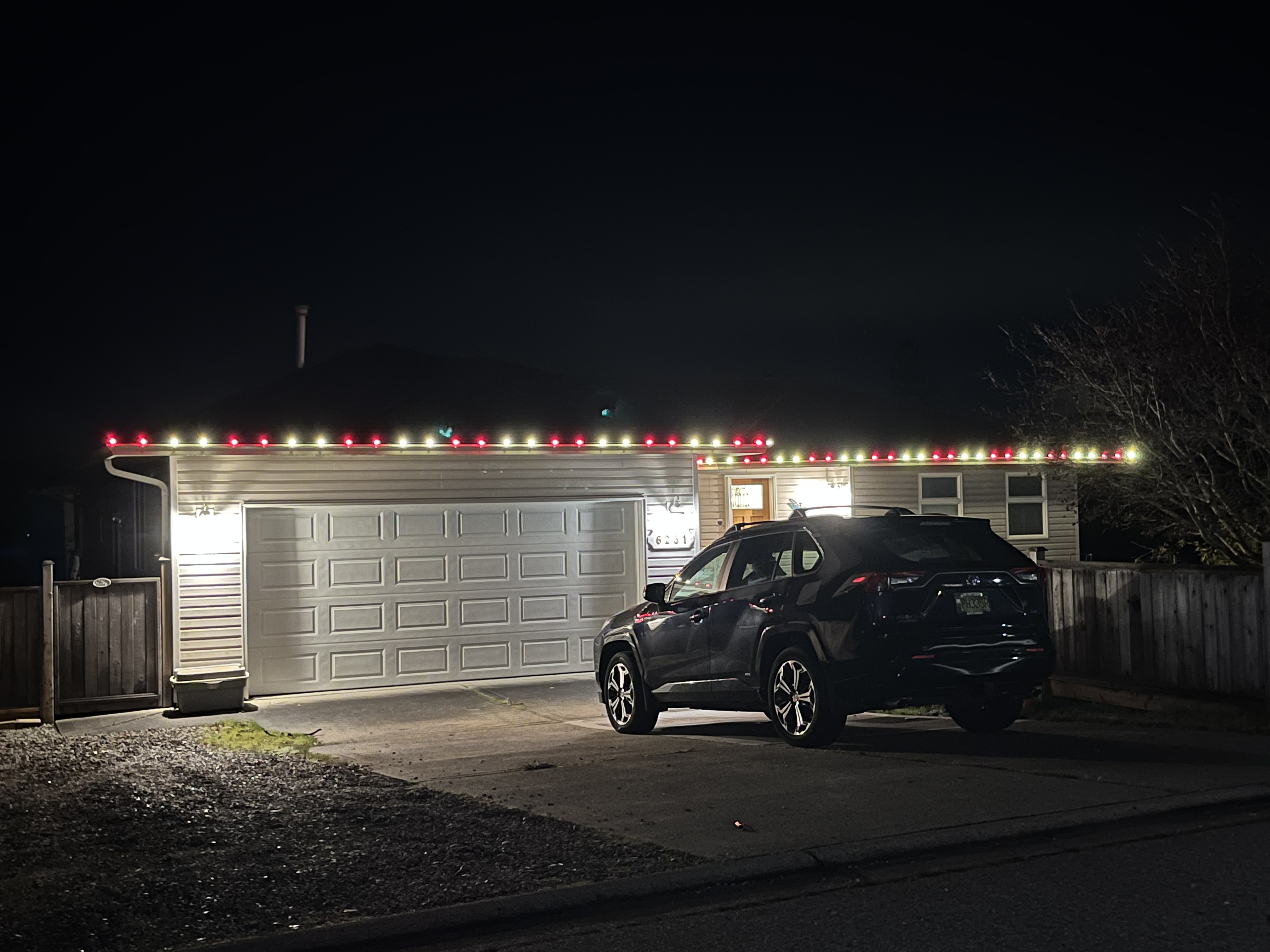 Red and white Christmas lights Sechelt BC